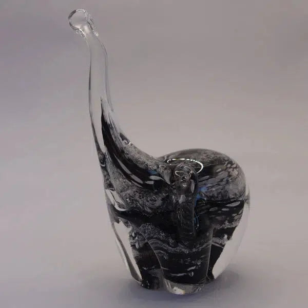 Ashes to Glass Elephant-Cremation Ashes Glass-Stuart Wiltshire Glass Outlet-Royal Blue & Baby Blue with Ashes-Stuart Wiltshire Glass Ltd