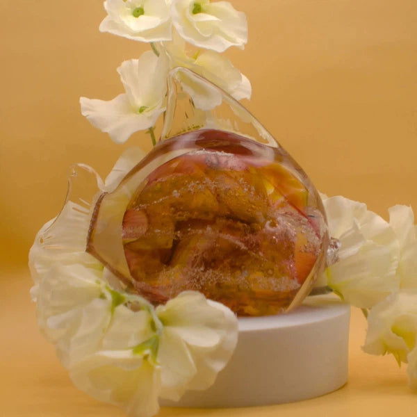Ashes to Glass Fish-Cremation Ashes Glass-Stuart Wiltshire Glass Outlet-Garnet & Gold with Ashes-Stuart Wiltshire Glass Ltd