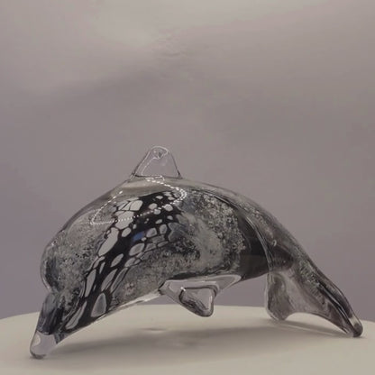 Ashes to Glass Dolphin - Purple & Lime Green