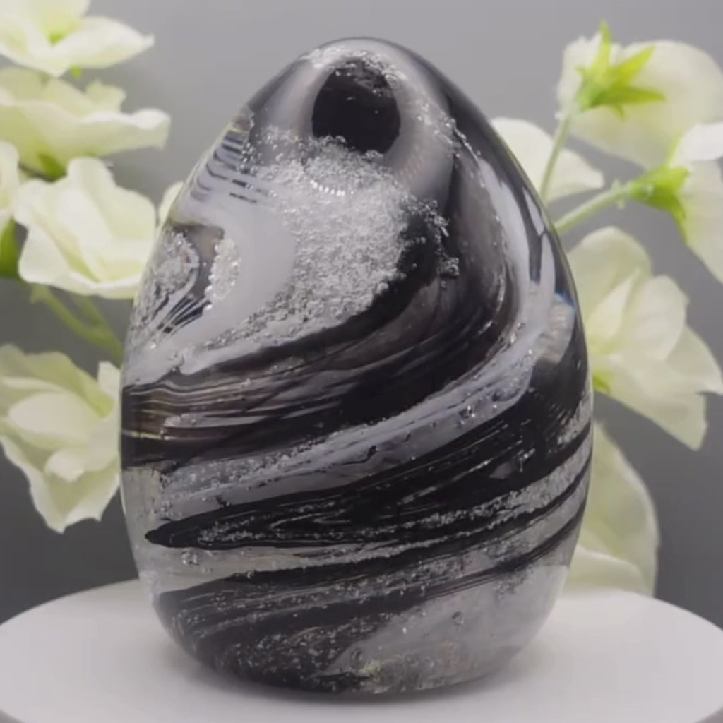 Ashes to glass oval paperweight