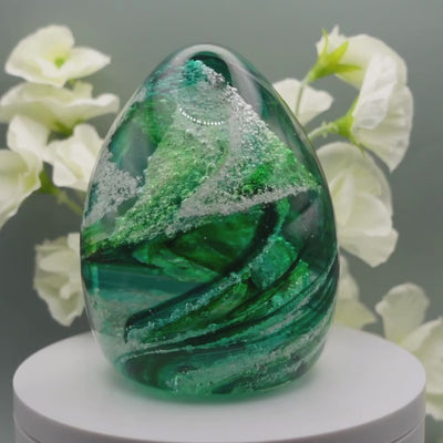 Ashes to glass oval paperweight