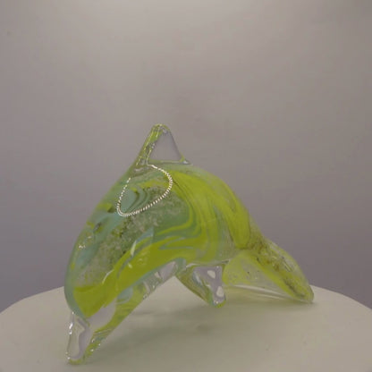 Ashes to Glass Dolphin - Purple & Lime Green