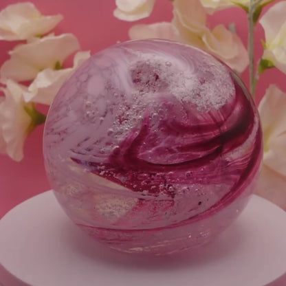 Ashes to Glass Round Paperweight - Purple & Lime Green