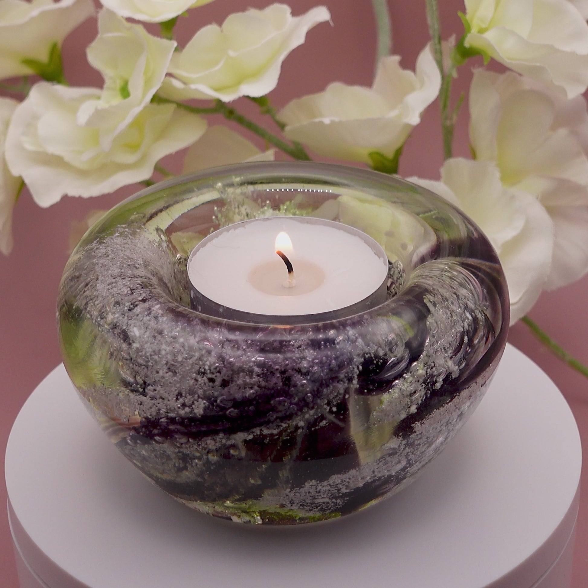 Ashes to glass candle holder