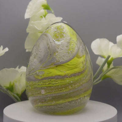 Ashes to glass oval paperweight