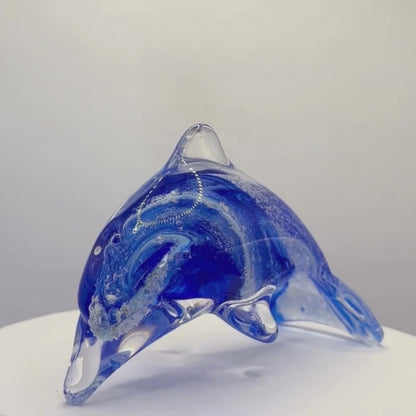Ashes to Glass Dolphin - Purple & Lime Green