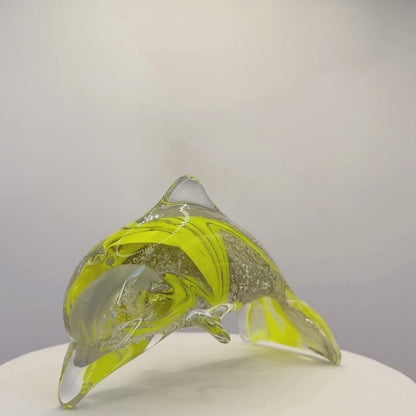 Ashes to Glass Dolphin - Purple & Lime Green