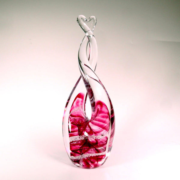 Cremation Ashes Glass Heart Sculpture