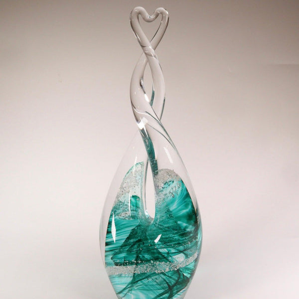 Cremation Ashes Glass Heart Sculpture