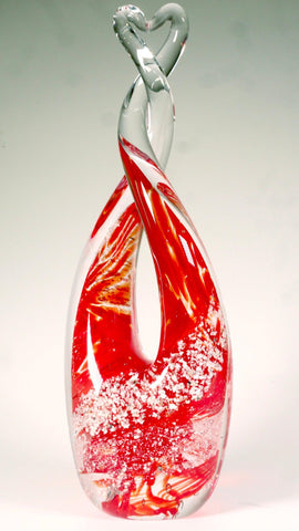 Cremation Ashes Glass Heart Sculpture