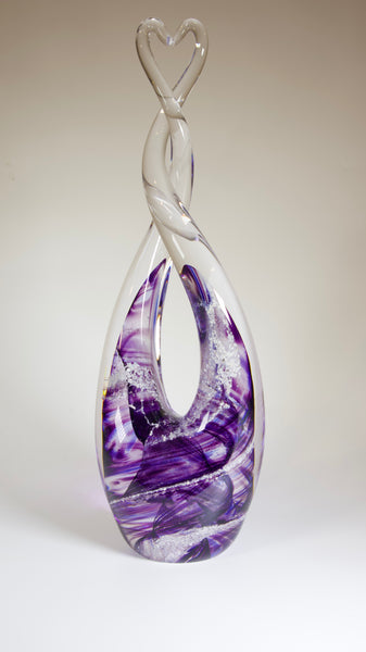 Cremation Ashes Glass Heart Sculpture